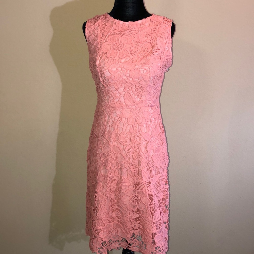 Ryan Michelle Lace Dress with Exposed Zipper